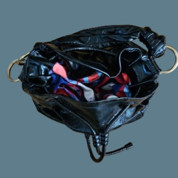 *RARE COACH LTD RESORT BLACK CALF LEATHER DRAWSTRING SHOULDER  HANDBAG - Picture 5 of 7